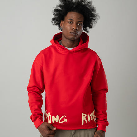 Taking Risks Towel Hoodie-Red